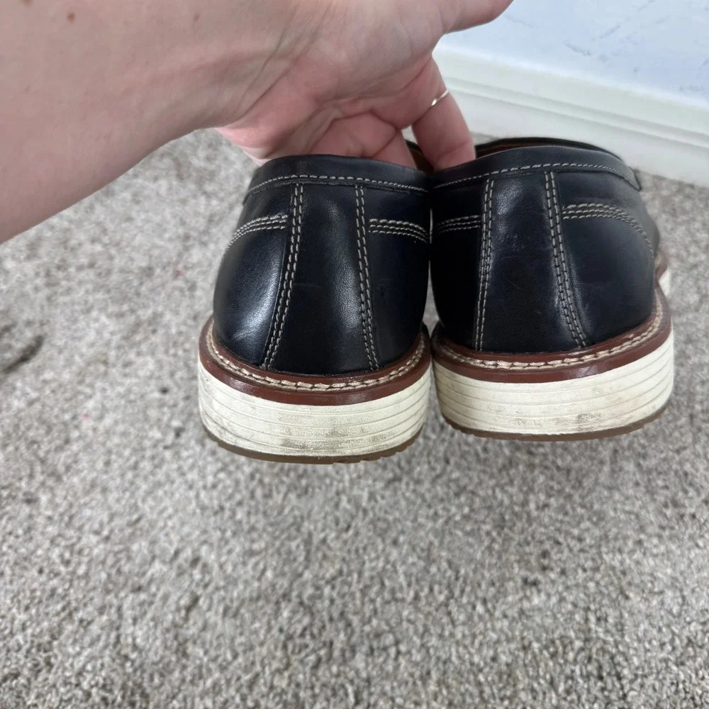 Johnston & Murphy McGuffey Black Leather TRUFOAM Slip On Loafers Mens 11.5M